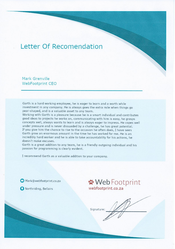 Imagin8 Letter of recomendation